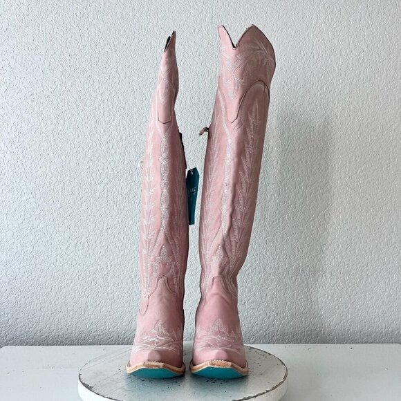 Lane LEXINGTON Over the Knee Womens Cowboy Boots 5.5 Pink Western Cowgirl Tall - Picture 6 of 14